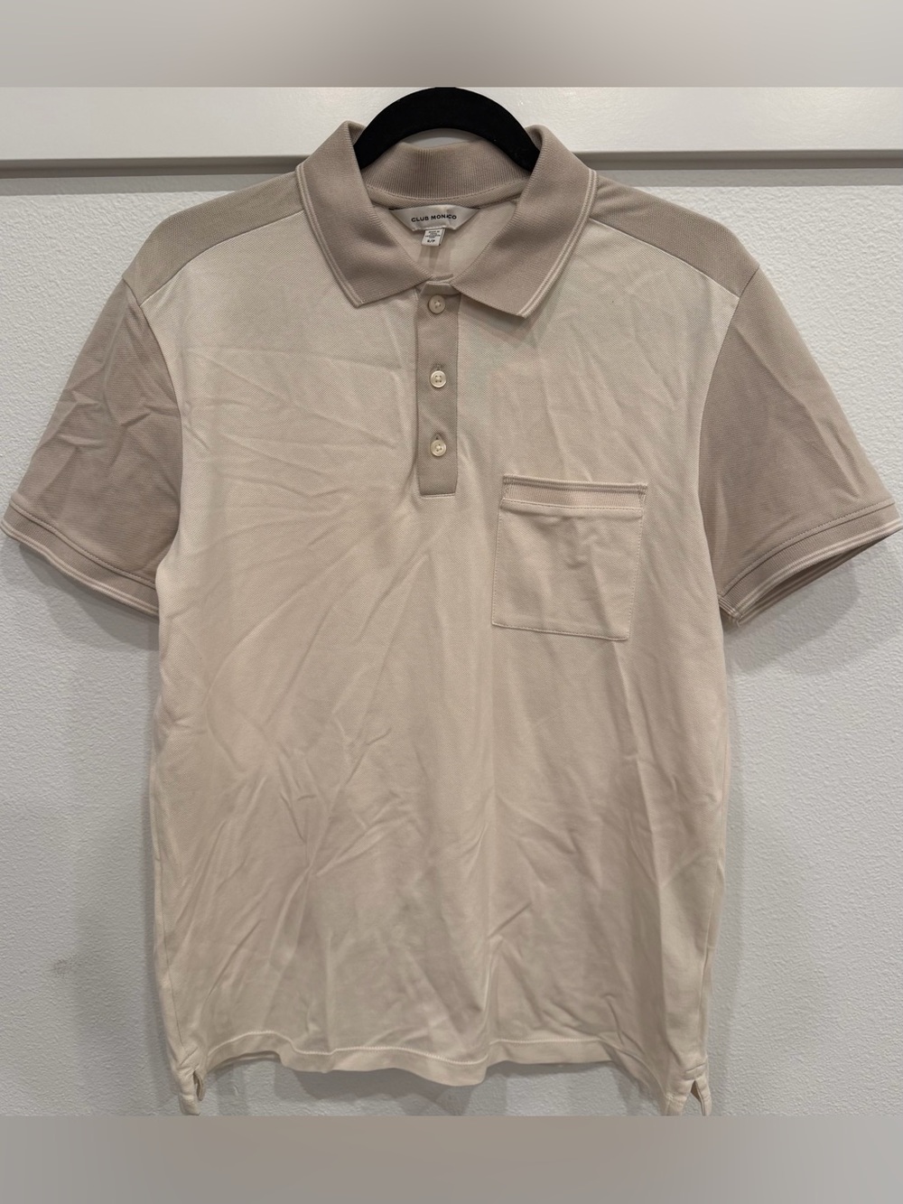 Club Monaco Men's Beige Contrast-Panel Polo